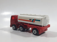 Rare Version Vintage 1973 Lesney Matchbox SuperFast 900 Leyland Freeway Gas Tanker Articulated Truck and Trailer ELF Red and White Die Cast Toy Car Vehicle