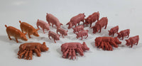 Vintage Plastic Farm Livestock Pig and Mother Pigs Feeding Pigs Toys Made in Hong Kong and China Lot of 17