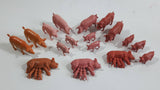 Vintage Plastic Farm Livestock Pig and Mother Pigs Feeding Pigs Toys Made in Hong Kong and China Lot of 17