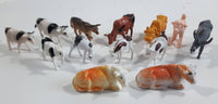 Vintage Plastic Farm Livestock Cattle Cows, Dairy Cows, Bulls, Calves Toys Made in Hong Kong and China Lot of 13