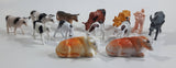 Vintage Plastic Farm Livestock Cattle Cows, Dairy Cows, Bulls, Calves Toys Made in Hong Kong and China Lot of 13