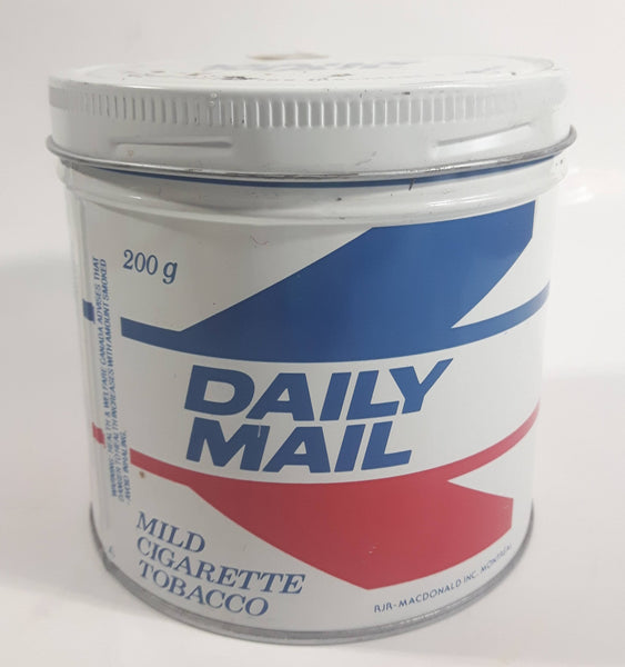 Vintage RJR Macdonald Daily Mail Mild Cigarette Tobacco White Red Blue Tin Metal Can