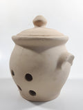 Terracotta Cream Colored Incense Burner Holder Pot Jar with Lid Made in Taiwan