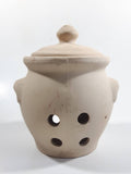 Terracotta Cream Colored Incense Burner Holder Pot Jar with Lid Made in Taiwan