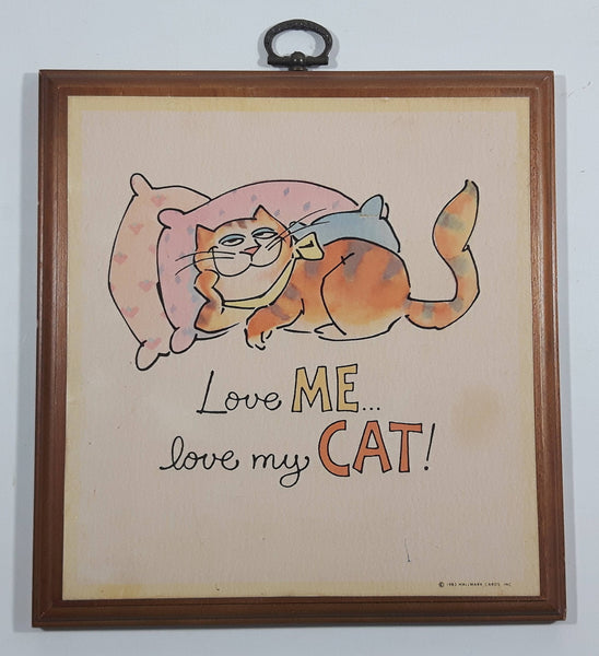 Vintage 1983 Hallmark Cards "Love ME... love my CAT!" Hanging Wood Plaque