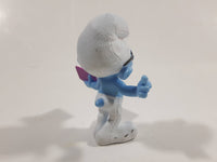 2013 Peyo "Brainy" Smurf Lecturing While Holding a Book PVC Toy Figure McDonald's Happy Meal