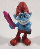 2013 Peyo "Papa Smurf" Smurf Holding Pink Crystal PVC Toy Figure McDonald's Happy Meal