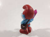 2013 Peyo "Papa Smurf" Smurf Holding Pink Crystal PVC Toy Figure McDonald's Happy Meal