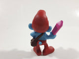 2013 Peyo "Papa Smurf" Smurf Holding Pink Crystal PVC Toy Figure McDonald's Happy Meal