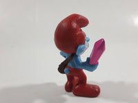 2013 Peyo "Papa Smurf" Smurf Holding Pink Crystal PVC Toy Figure McDonald's Happy Meal