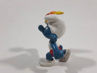 Vintage 1979 Peyo Smurf Character Olympic Athlete Running with Torch PVC Toy Figure