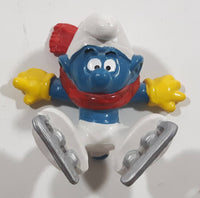 Vintage 1979 Peyo Smurf Character Olympic Athlete Running with Torch PVC Toy Figure