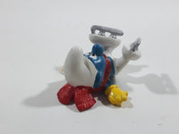 Vintage 1979 Peyo Smurf Character Olympic Athlete Running with Torch PVC Toy Figure