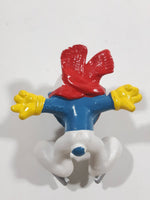 Vintage 1979 Peyo Smurf Character Olympic Athlete Running with Torch PVC Toy Figure