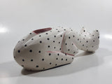 Indonesia Hand Painted White Black Spotted Wooden Carved Cat Sculpture Leaning off Table