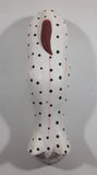 Indonesia Hand Painted White Black Spotted Wooden Carved Cat Sculpture Leaning off Table