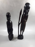 Vintage 1960s Genuine Besmo Hand Carved Ebony Wood Tribal Maasai Warriors Made in Kenya