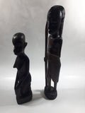 Vintage 1960s Genuine Besmo Hand Carved Ebony Wood Tribal Maasai Warriors Made in Kenya
