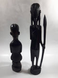 Vintage 1960s Genuine Besmo Hand Carved Ebony Wood Tribal Maasai Warriors Made in Kenya