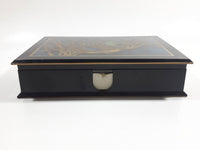 Vintage Otagiri Japan Gibson Greetings Golden Mallard Duck Black Lacquered Wood Keepsake Note Box