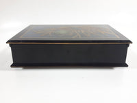 Vintage Otagiri Japan Gibson Greetings Golden Mallard Duck Black Lacquered Wood Keepsake Note Box