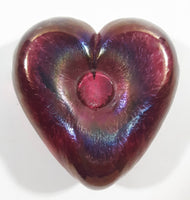 Handmade In Canada Robert Held Iridescent Pink Purple Rainbow Heart Shaped Art Glass