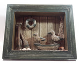 Seagull Birds on Row Boat Ocean Themed Wood Shadow Box