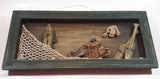 Fishing Fish, Nets, Oars Themed Wood Shadow Box 7" x 15 1/2"