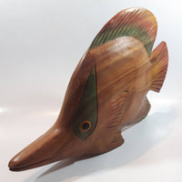 Angelfish Butterflyfish Style Large Wood Carved Hand Painted Tropical Fish Sculpture 14" Long