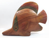 Angelfish Butterflyfish Style Large Wood Carved Hand Painted Tropical Fish Sculpture 14" Long