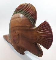 Angelfish Butterflyfish Style Large Wood Carved Hand Painted Tropical Fish Sculpture 14" Long