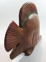 Angelfish Butterflyfish Style Large Wood Carved Hand Painted Tropical Fish Sculpture 14" Long