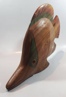 Angelfish Butterflyfish Style Large Wood Carved Hand Painted Tropical Fish Sculpture 14" Long