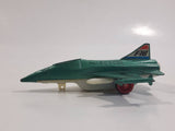 Vintage Dyna Plane No. 2014 F-16 Fighter Jet USAF Teal Green Pull Back Motorized Friction Die Cast Toy Airplane - Missing the Canopy and Front Wheel