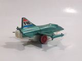 Vintage Dyna Plane No. 2014 F-16 Fighter Jet USAF Teal Green Pull Back Motorized Friction Die Cast Toy Airplane - Missing the Canopy and Front Wheel
