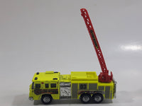 2011 Matchbox Mission Force Fire Crew Pierce Quantum 75' Aerial Ladder Truck Fluorescent Yellow Die Cast Toy Car Vehicle