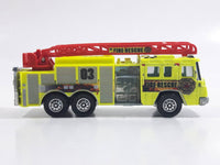 2011 Matchbox Mission Force Fire Crew Pierce Quantum 75' Aerial Ladder Truck Fluorescent Yellow Die Cast Toy Car Vehicle