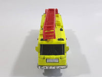 2011 Matchbox Mission Force Fire Crew Pierce Quantum 75' Aerial Ladder Truck Fluorescent Yellow Die Cast Toy Car Vehicle