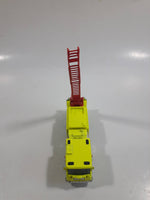 2011 Matchbox Mission Force Fire Crew Pierce Quantum 75' Aerial Ladder Truck Fluorescent Yellow Die Cast Toy Car Vehicle