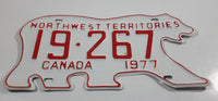 1977 Northwest Territories N.W.T. White with Red Letters Polar Bear Shaped Vehicle License Plate 19-267