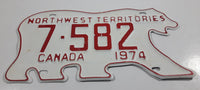 1974 Northwest Territories N.W.T. White with Red Letters Polar Bear Shaped Vehicle License Plate 7-582