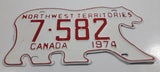 1974 Northwest Territories N.W.T. White with Red Letters Polar Bear Shaped Vehicle License Plate 7-582