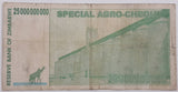 2008 Reserve Bank of Zimbabwe 25,000,000,000 Dollars Special Agro-Cheque Paper Money Bank Note Currency