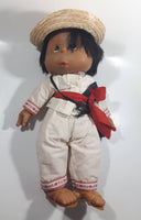 Vintage 1950s Mexican Folk Art Boy Doll with Traditional Clothing and Sandals 16" Tall