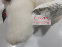 Russ Berrie & Co Grizzby White Bear with Red and Green Plaid Bow Tie 7" Long Toy Stuffed Animal Plush