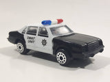 Vintage 1985 Zee Toys Dyna Wheels D82 Ford Limited Black and White Swat Unit Police Car Die Cast Toy Car Vehicle