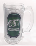 Saskatchewan Roughriders CFL Team 5 1/2" Tall Clear Glass Beer Mug