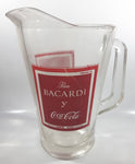 Vintage Ron Bacardi & Coca-Cola 9" Tall Heavy Clear Glass Beverage Pitcher