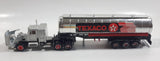 Majorette Super Movers No. 606 Texaco Tanker Semi Tractor Trailer Truck Silver Chrome Die Cast Toy Car Vehicle with Opening Hood