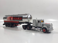 Majorette Super Movers No. 606 Texaco Tanker Semi Tractor Trailer Truck Silver Chrome Die Cast Toy Car Vehicle with Opening Hood